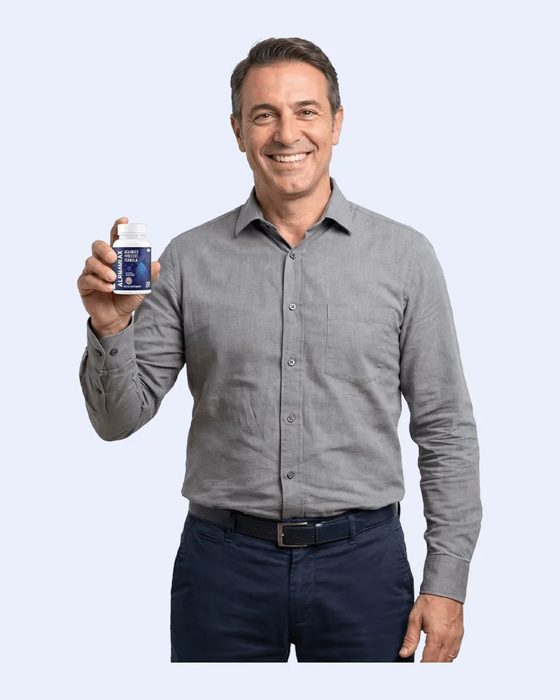 Mann mit einer Dose ALPHAMAX in der Hand